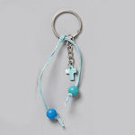 Bellissimo Metal Christening Charm Keychain Light Blue 50pcs