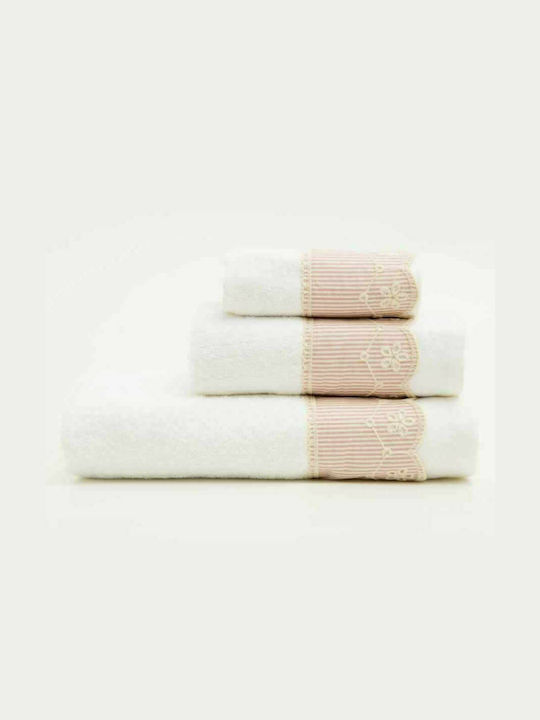 Borea 2pc Bath Towel Set Pretty 034902071140 White