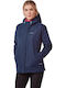 Women's for Hiking Short Sports Jacket Waterproof for Winter with Hood Orion Blue Navy