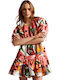 Rhitaa Sommer Mini Kleid Wickel Weiß