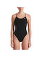 Slim Strap Open Back Activewear Swimsuit Up Tie Black
