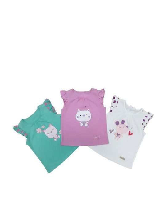 Lullaby Σετ Παιδικές Καλοκαιρινές Μπλούζες Πολύχρωμες