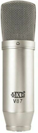 MXL V87 Condenser Microphone Shock Mounted for Vocals in Silver Color
