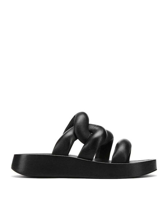 Versus Leather Women's Flat Sandals in Black Color