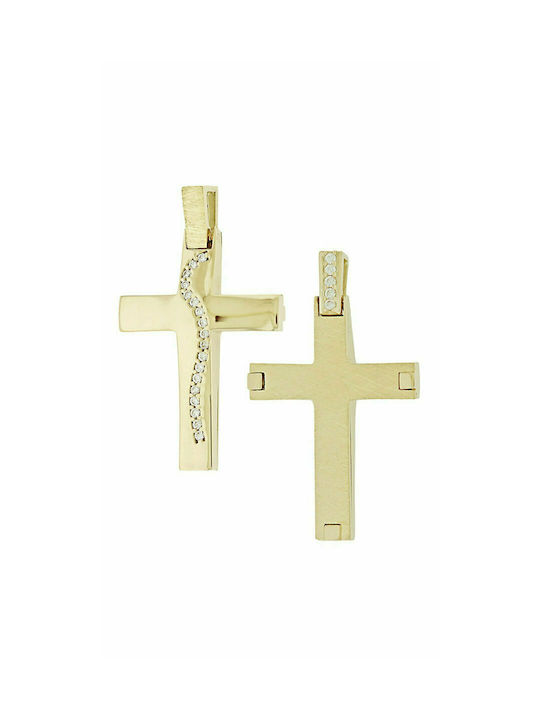 Mertzios.gr Gold Cross 14K Double Sided