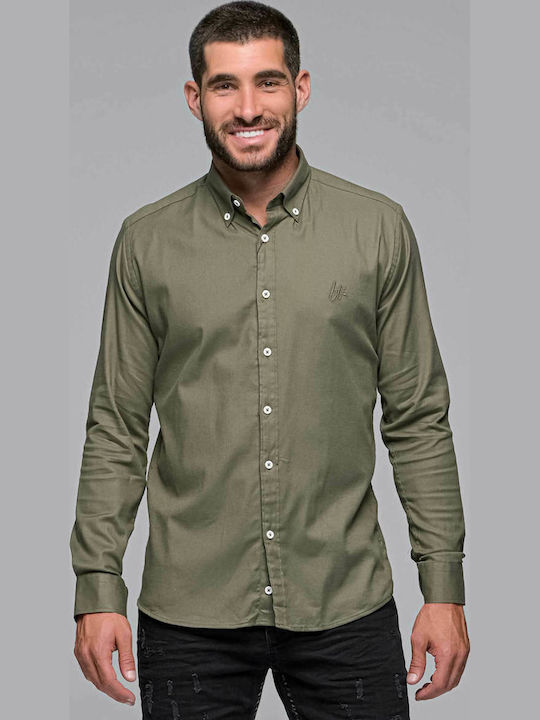 Ben Tailor Harmony Long-sleeved Cotton Shirt Khaki