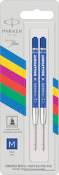 Parker Quinkflow Basic Ballpoint 2 Ανταλλακτικά Μελάνια για Στυλό Medium Μπλε