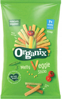 Organix Garnelen Melty Veggie Sticks mit Geschmack Gemüse Zuckerfrei 60gr für 7+ Monate 1Stück