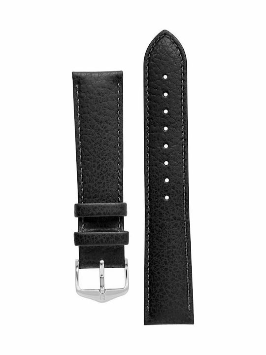 Hirsch Kansas Δερμάτινο Λουράκι Μαύρο 22mm