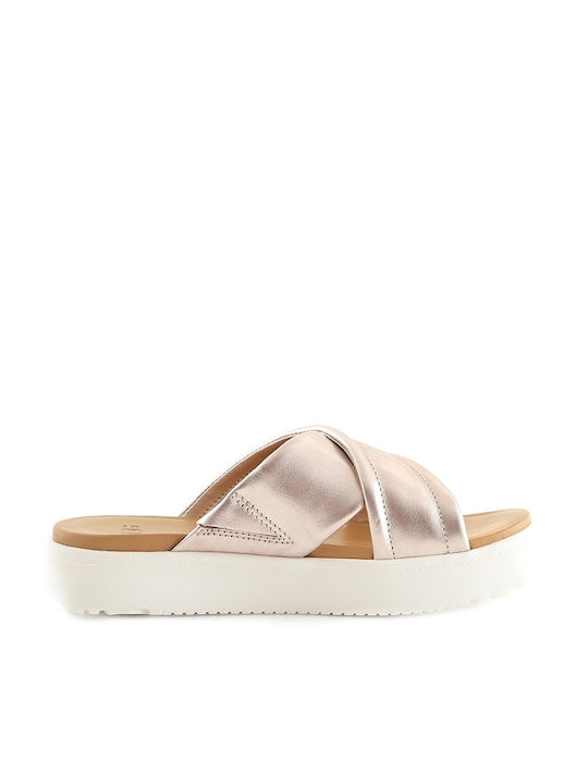 Ugg Australia Zayne Leather Women's Flat Sandals Ροζ / Λευκό