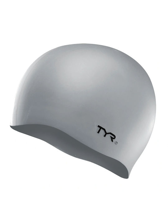 Tyr Wrinkle-Free Silicone Adults Swimming Cap Silver