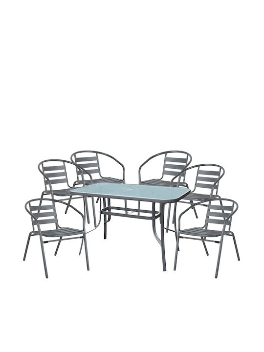 Set Sala De Mese Pentru Exterior Sun 7 Piese Gri