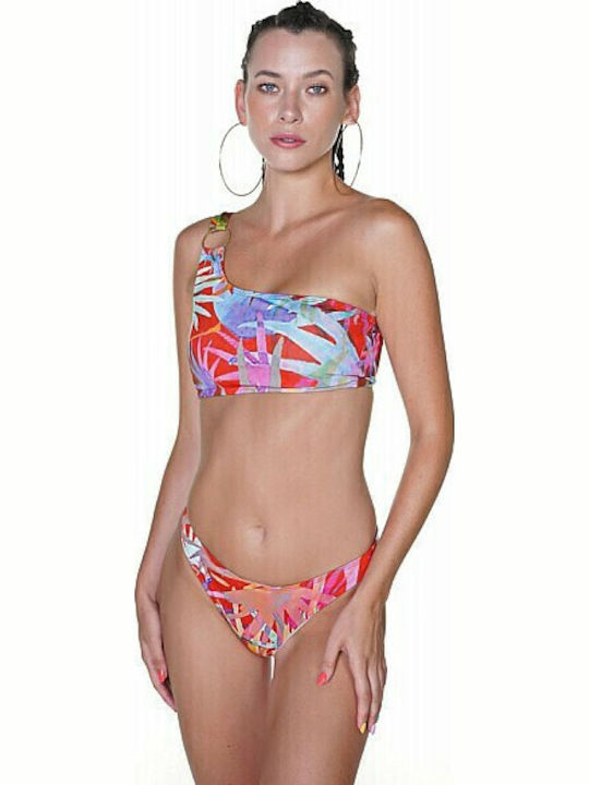 Set Bikini Με Έναν Ώμο Floral