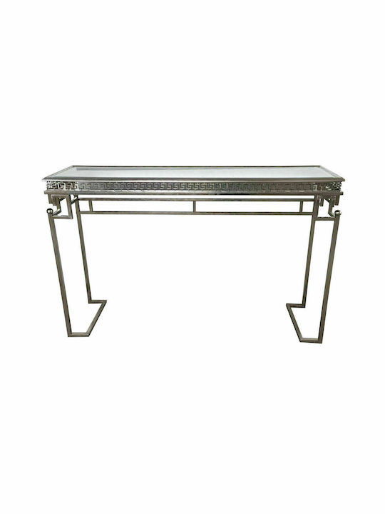 Console Table Wood & Glass Ασημί L117xW31xH75cm