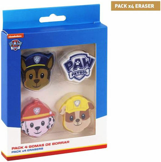Paw Patrol Eraser Set for Pencil and Pen Paw Patrol 4pcs
