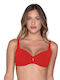 Padded Bikini Bra with Adjustable Straps Red