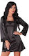 Livia Corsetti Jacqueline Gown Satin Night Gown with Babydoll and String Black