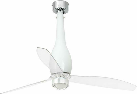 Faro Barcelona Eterfan M 3000K Ceiling Fan 128cm with Light Fixture Shiny White / Transparent