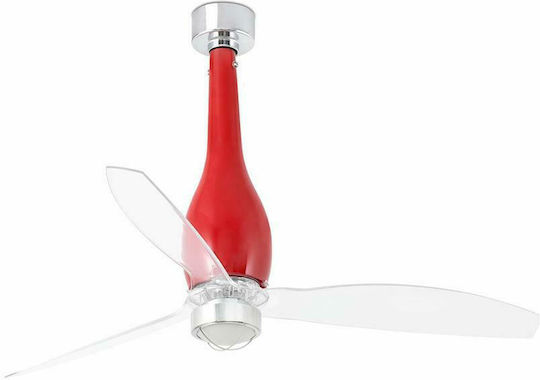 Faro Barcelona Eterfan M 3000K Ventilator De Tavan 128cm Cu Lentile De Mărire Roșu Strălucitor/Transparent