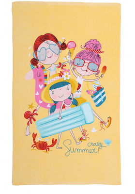 Nef-Nef Crazy Summer Girls Παιδική Πετσέτα Θαλάσσης Κίτρινη 120x70εκ.