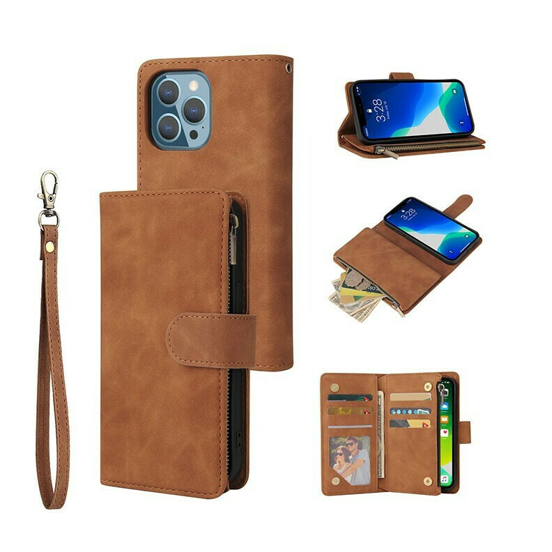 Multifunctional Phone Leather Θήκη Πορτοφόλι Brown Apple Iphone 13 Pro Max Skroutzgr 2069