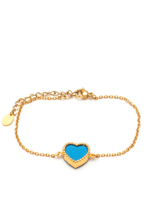 Lifelikes Bracelet 'Royal Heart Turquoise' Gold