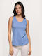 Bodymove Women's Athletic Cotton Blouse Sleeveless Blue Raf