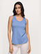 Bodymove Damen Sportlich Baumwolle Bluse Ärmellos Blue Raf