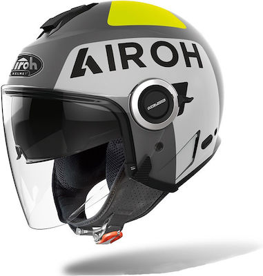 Airoh Helios Up Jet Helmet with Sun Visor ECE 22.05 1250gr Grey Matt