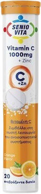 Senio Vita Vitamin C & Zinc Vitamin für Energie & das Immunsystem 1000mg Orange 20 Registerkarten