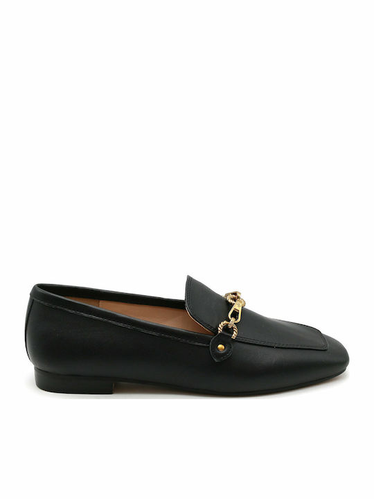 Marta Δερμάτινα Γυναικεία Loafers σε Μαύρο Χρώμα