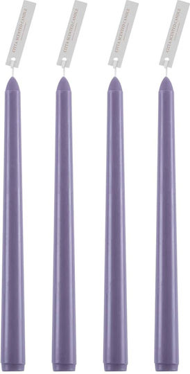 GloboStar Scented Candle Taper with Scent Lemon and Lavender Purple 25cm 4pcs