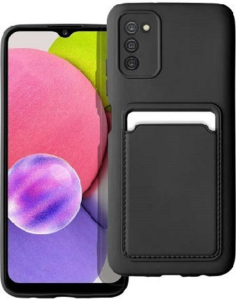 Forcell Card Umschlag Rückseite Silikon mit Kartenhalter Schwarz (Galaxy A12)
