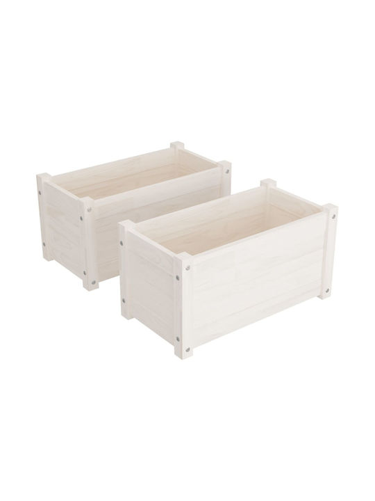 vidaXL Planter Box realizat din lemn masiv de pin 60x31cm Set 2buc în Culoare Alb 810707