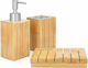 Navaris Bamboo Bathroom Accessory Set Beige 3pcs