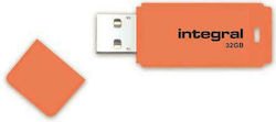 Integral Neon 32GB USB 2.0 Stick Orange