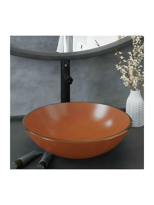 vidaXL Countertop Sink Glass 42x42x14cm Brown