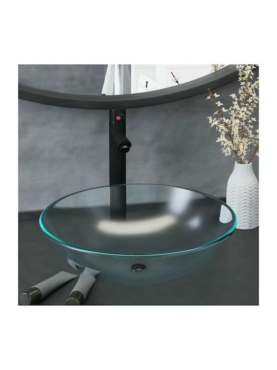 vidaXL Countertop Sink Glass 42x42x14cm Transpa...