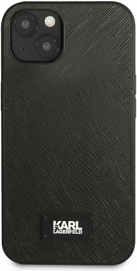Karl Lagerfeld Saffiano Plaque Umschlag Rückseite Synthetisches Leder Schwarz (iPhone 13 Mini)