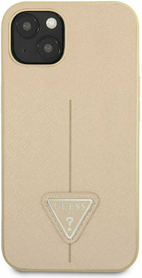 Guess Saffiano Triangle Logo Umschlag Rückseite Kunststoff Beige (iPhone 13 Mini) GUHCP13SPSATLE