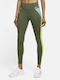 Nike Women's Cropped Training Legging High Waisted Dri-Fit Khaki