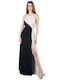 Summer Maxi Evening Satin Open Back Tearing Dress Black