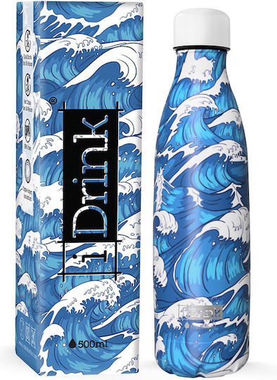 I-Total I Drink Μπουκάλι Θερμός Ανοξείδωτο BPA Free 500ml Japan Wave