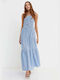 Funky Buddha Sommer Maxi Kleid Hellblau