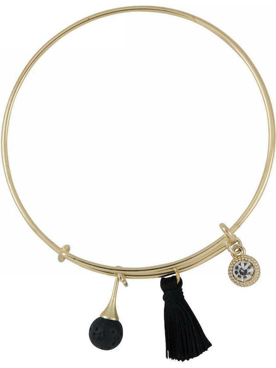 Bracelet Handcuffs Gold Plated with Lava Stones