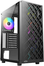 Azza Spectra Gaming Midi Tower Κουτί Υπολογιστή με Πλαϊνό Παράθυρο και RGB Φωτισμό Μαύρο