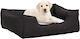 vidaXL Καναπές Κρεβάτι Σκύλου με Όψη Λινού Φλις Σκούρο Γκρι/Λευκό 110.5x80.5cm