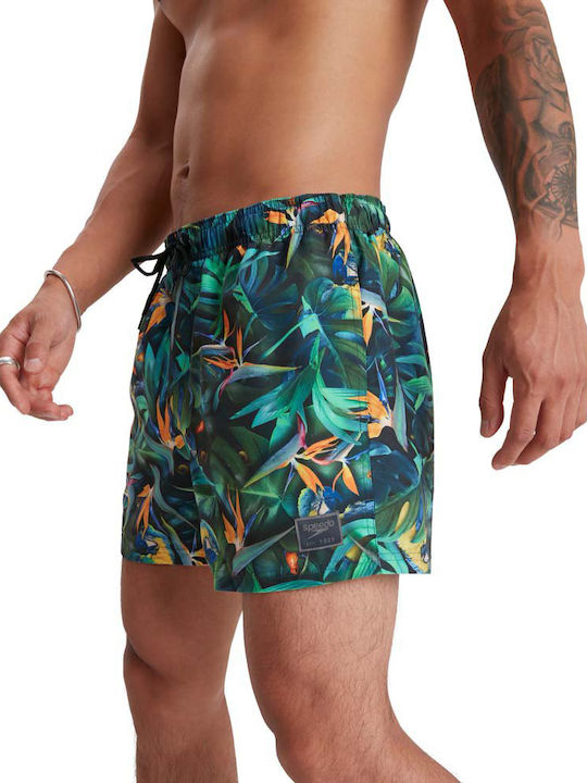 Men's Swimwear Shorts Black / Dark Petrol with Patterns