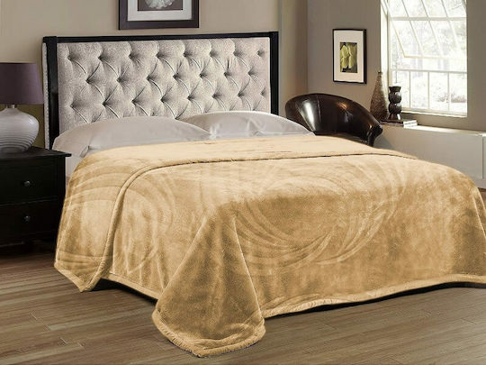 Single Hotel Blanket Hotel Velour Blanket Beige 160x220cm