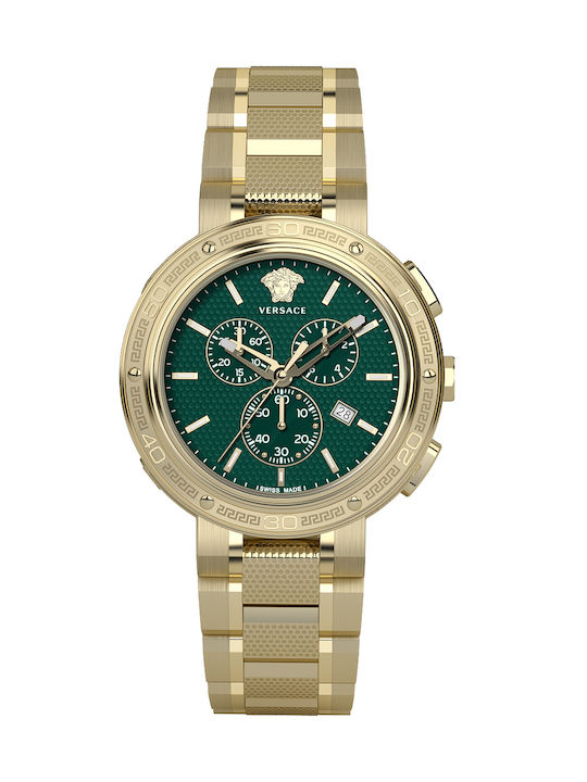 Versace V-Extreme Pro Battery Chronograph Watch with Metal Bracelet Gold